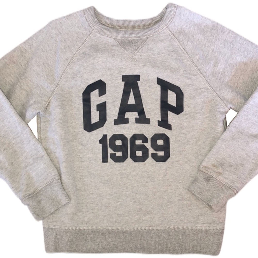 GAP Gray & Navy Logo Pullover Quality Pullover